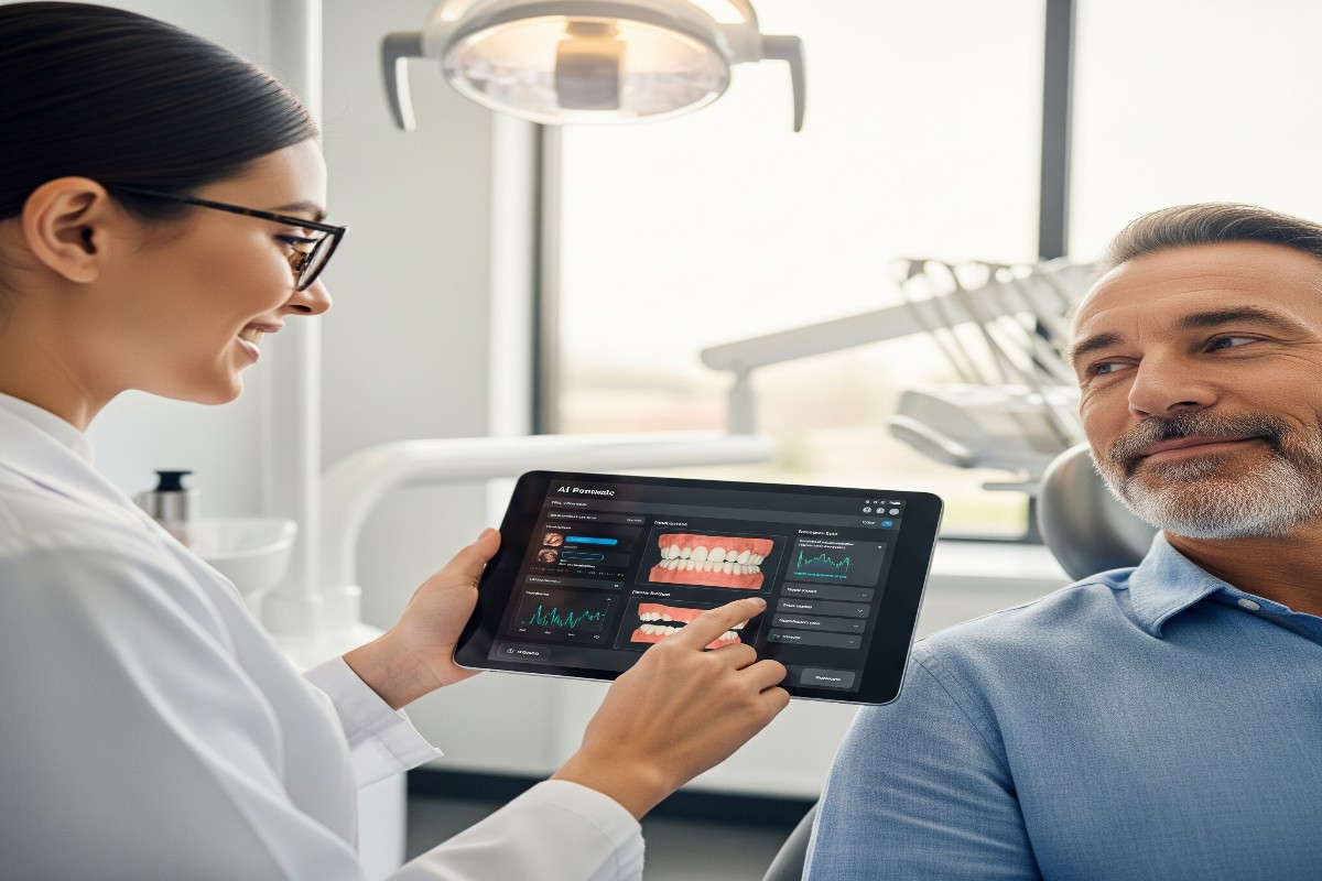 doctor using AI app for scanning and eporting